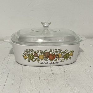 Vintage 2 quart Corning Ware Spice of Life La Marjolaine A-2-B with lid P-9-C-1